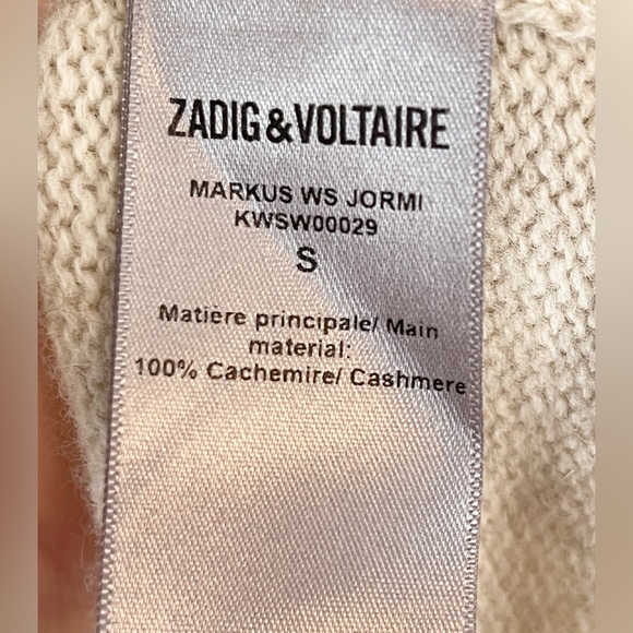 ZADIG & VOLITAIRE Sweater Marcus Jormi Cashmere Crewneck Good Vibes S NWT - Picture 10 of 16